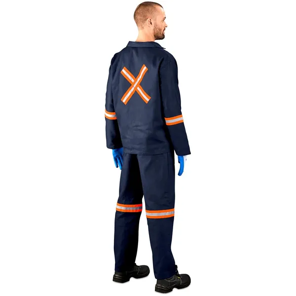 Technician 100% Cotton Conti Suit - Reflective Arms, Legs & Back - Orange Tape Technician 100% Cotton Conti Suit - Reflective Arms, Legs & Back - Orange Tape