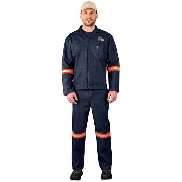 Vintage 100% Cotton Denim Conti Suit - Reflective Arms, Legs & Back - Orange Tape Vintage 100% Cotton Denim Conti Suit - Reflective Arms, Legs & Back - Orange Tape