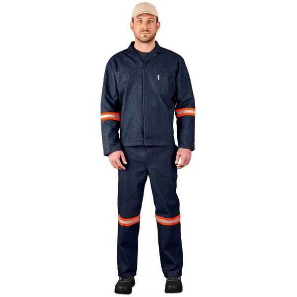 Vintage 100% Cotton Denim Conti Suit - Reflective Arms, Legs & Back - Orange Tape Vintage 100% Cotton Denim Conti Suit - Reflective Arms, Legs & Back - Orange Tape