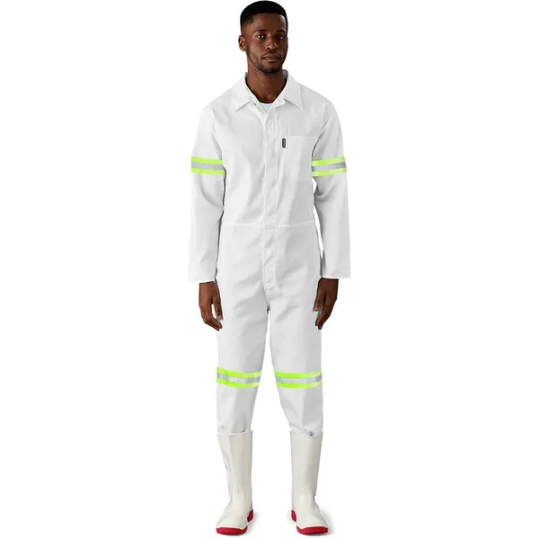 Safety Polycotton Boiler Suit - Reflective Arms & Legs - Yellow Tape Safety Polycotton Boiler Suit - Reflective Arms & Legs - Yellow Tape