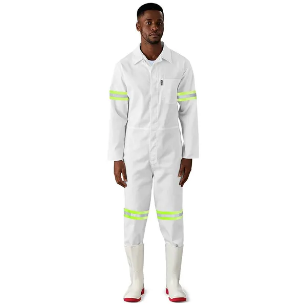 Safety Polycotton Boiler Suit - Reflective Arms Legs & Back - Yellow Tape Safety Polycotton Boiler Suit - Reflective Arms Legs & Back - Yellow Tape