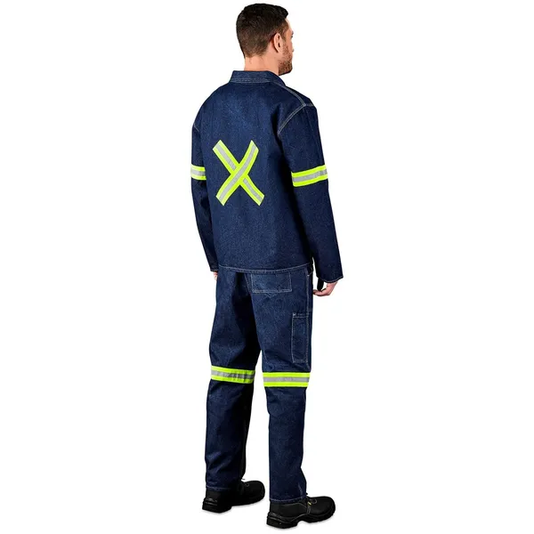 Cast Premium 100% Cotton Denim Jacket - Reflective Arms & Back - Yellow Tape Cast Premium 100% Cotton Denim Jacket - Reflective Arms & Back - Yellow Tape