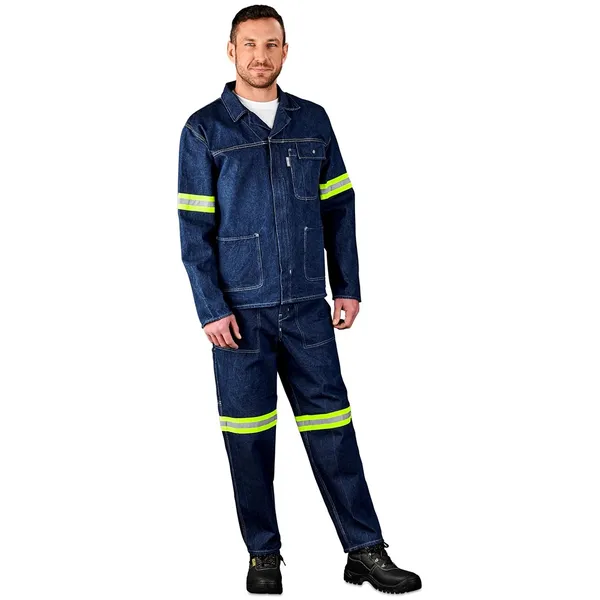 Cast Premium 100% Cotton Denim Jacket - Reflective Arms & Back - Yellow Tape Cast Premium 100% Cotton Denim Jacket - Reflective Arms & Back - Yellow Tape
