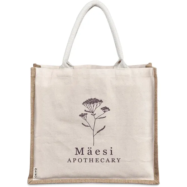 Okiyo Chinsai Maxi Jute & Cotton Tote Okiyo Chinsai Maxi Jute & Cotton Tote