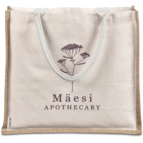 Okiyo Chinsai Maxi Jute & Cotton Tote Okiyo Chinsai Maxi Jute & Cotton Tote
