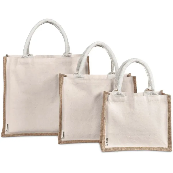 Okiyo Chinsai Maxi Jute & Cotton Tote Okiyo Chinsai Maxi Jute & Cotton Tote