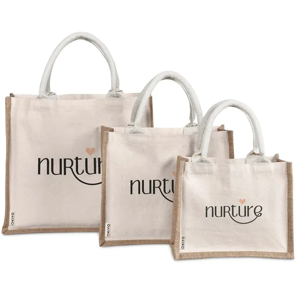 Okiyo Chinsai Maxi Jute & Cotton Tote Okiyo Chinsai Maxi Jute & Cotton Tote