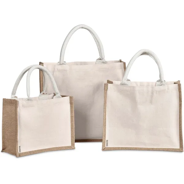 Okiyo Chinsai Maxi Jute & Cotton Tote Okiyo Chinsai Maxi Jute & Cotton Tote