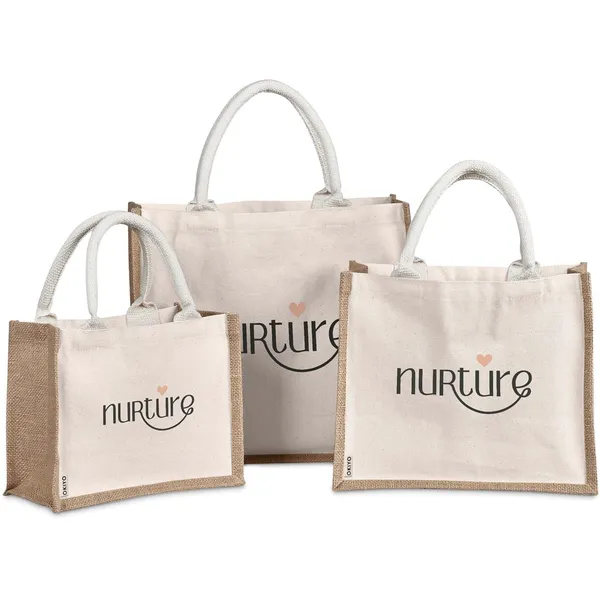 Okiyo Chinsai Midi Jute & Cotton Tote Okiyo Chinsai Midi Jute & Cotton Tote