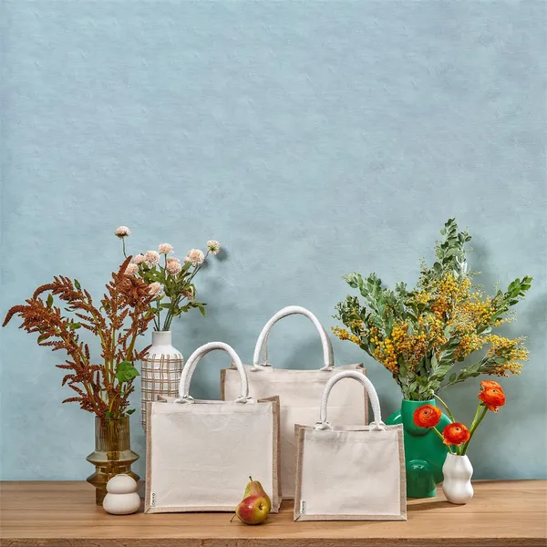 Okiyo Chinsai Midi Jute & Cotton Tote Okiyo Chinsai Midi Jute & Cotton Tote