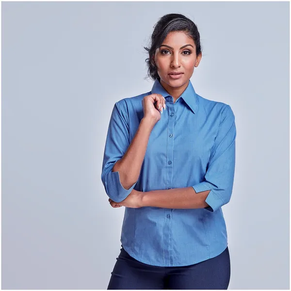 Ladies 3 4 Sleeve Micro Check Shirt Ladies 3 4 Sleeve Micro Check Shirt