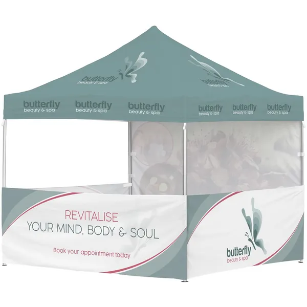 Ovation Sublimated Gazebo 3m X 3m - 3 Half-Wall Skins - 1 Full-Wall Skin Ovation Sublimated Gazebo 3m X 3m - 3 Half-Wall Skins - 1 Full-Wall Skin