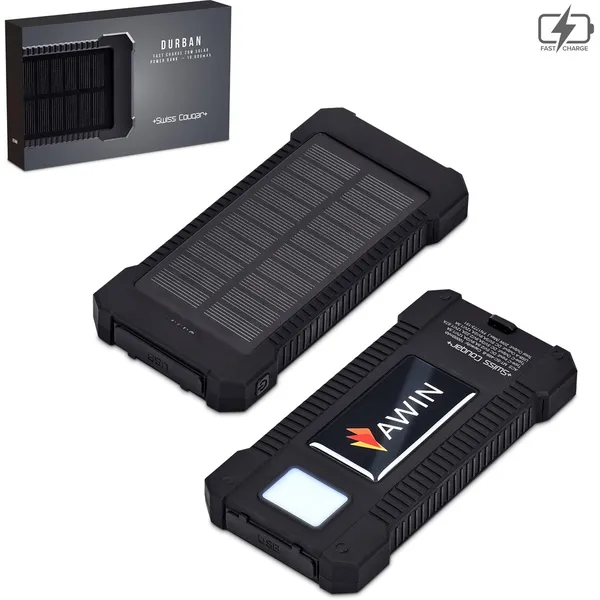 Swiss Cougar Durban Fast Charge 20W Solar Power Bank -10000mAh Swiss Cougar Durban Fast Charge 20W Solar Power Bank -10000mAh