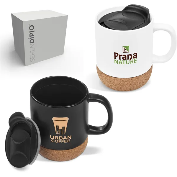 Serendipio Sienna Cork & Ceramic Coffee Mug - 340ml | Three6ixty