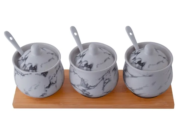 Marble Bamboo Canisters Set Marble Bamboo Canisters Set