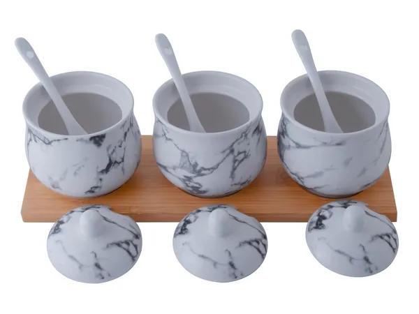 Marble Bamboo Canisters Set Marble Bamboo Canisters Set