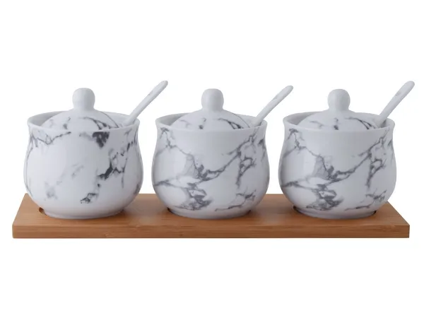 Marble Bamboo Canisters Set Marble Bamboo Canisters Set