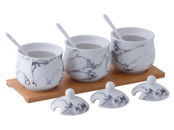 Marble Bamboo Canisters Set Marble Bamboo Canisters Set