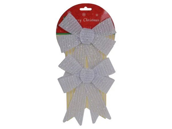 Christmas Silver Glitter Bow Set Christmas Silver Glitter Bow Set