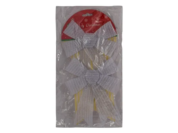 Christmas Silver Glitter Bow Set Christmas Silver Glitter Bow Set