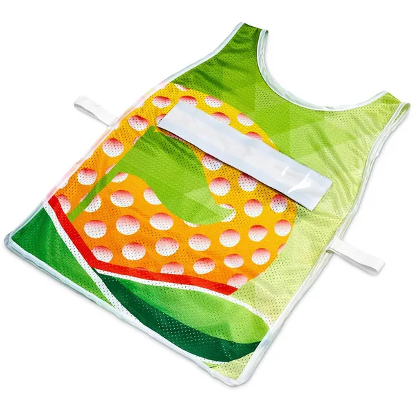 Pre-Printed Sample Hoppla Jackal Polyester Caddy Bib with PVC Name Sleeve Pre-Printed Sample Hoppla Jackal Polyester Caddy Bib with PVC Name Sleeve