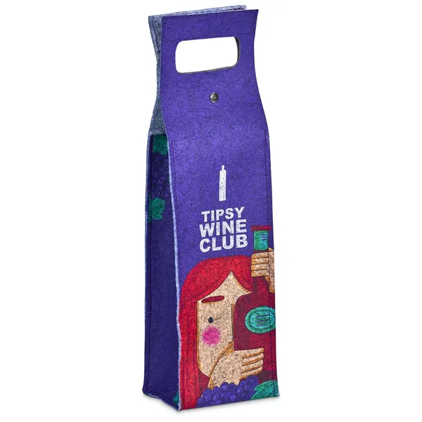 Pre-Printed Sample Hoppla Velto RPET Felt Single Wine Carrier Pre-Printed Sample Hoppla Velto RPET Felt Single Wine Carrier