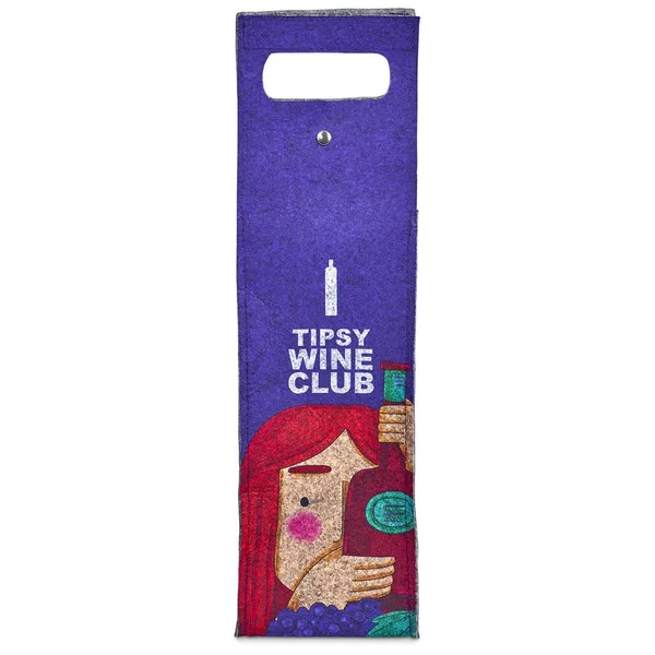 Pre-Printed Sample Hoppla Velto RPET Felt Single Wine Carrier Pre-Printed Sample Hoppla Velto RPET Felt Single Wine Carrier