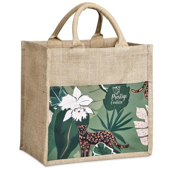 Pre-Production Sample Okiyo Nuri Sublimated Pocket Jute Tote Pre-Production Sample Okiyo Nuri Sublimated Pocket Jute Tote