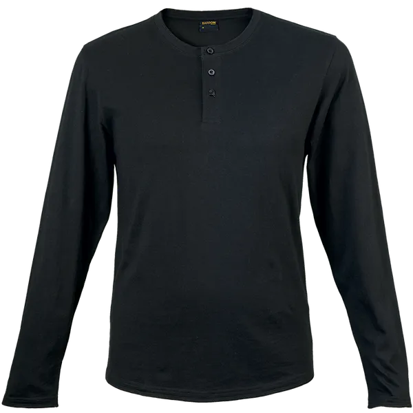 145g Henley Long Sleeve T-Shirt Mens | Three6ixty