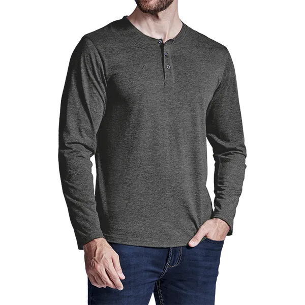 145g Henley Long Sleeve T-Shirt Mens | Three6ixty