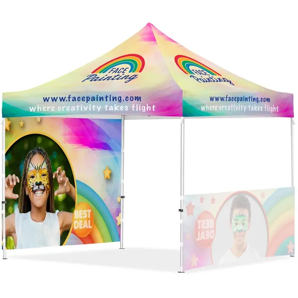 Coated Steel Sublimated Gazebo 3m x 3m - 1 Half-Wall Skin - 1 Full-Wall Skin Coated Steel Sublimated Gazebo 3m x 3m - 1 Half-Wall Skin - 1 Full-Wall Skin