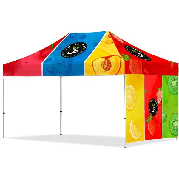 Coated Steel Sublimated Gazebo 4.5m x 3m - 1 Short Full-Wall Skin Coated Steel Sublimated Gazebo 4.5m x 3m - 1 Short Full-Wall Skin